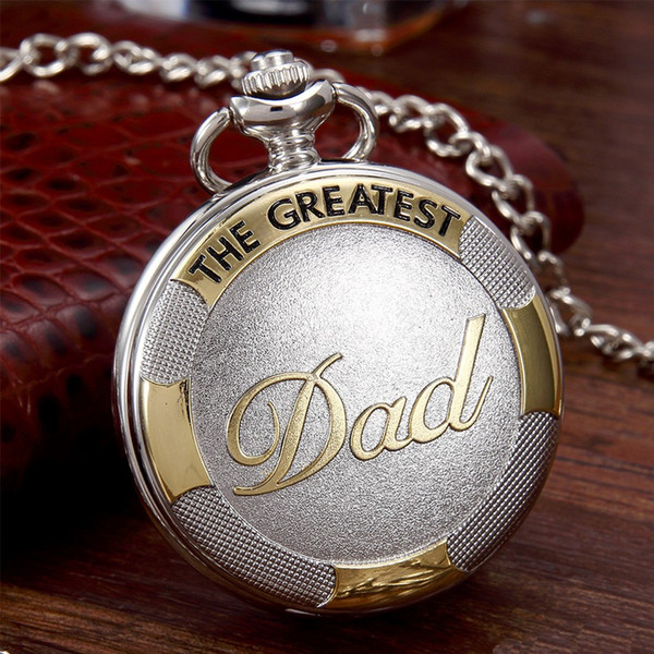 Silver Gold Pocket Watch Vintage Dad fob watch with Chain Quartz mens Father's Day Gifts pendent for men Relogio De Bolso