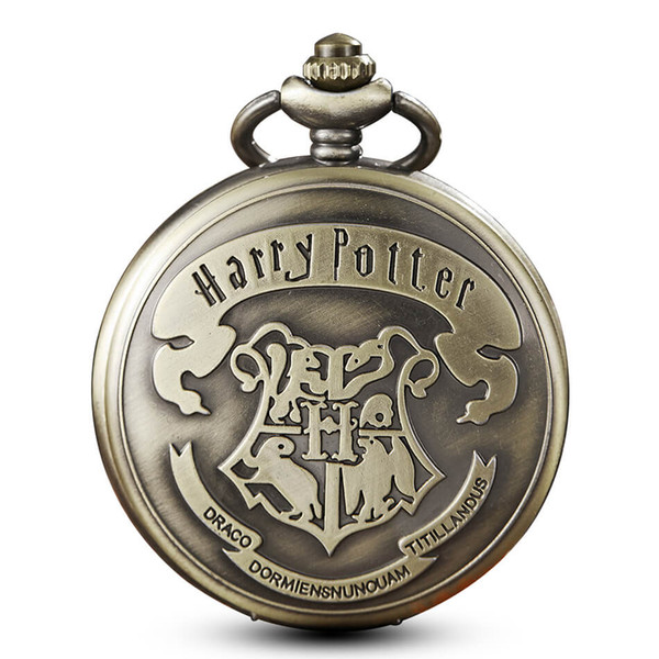 Harry Potter Pocket Watches Vintage School Hogwarts SLYTHERIN RAVENCLAW Quartz Pocket Watch with chain necklace pendent for Men