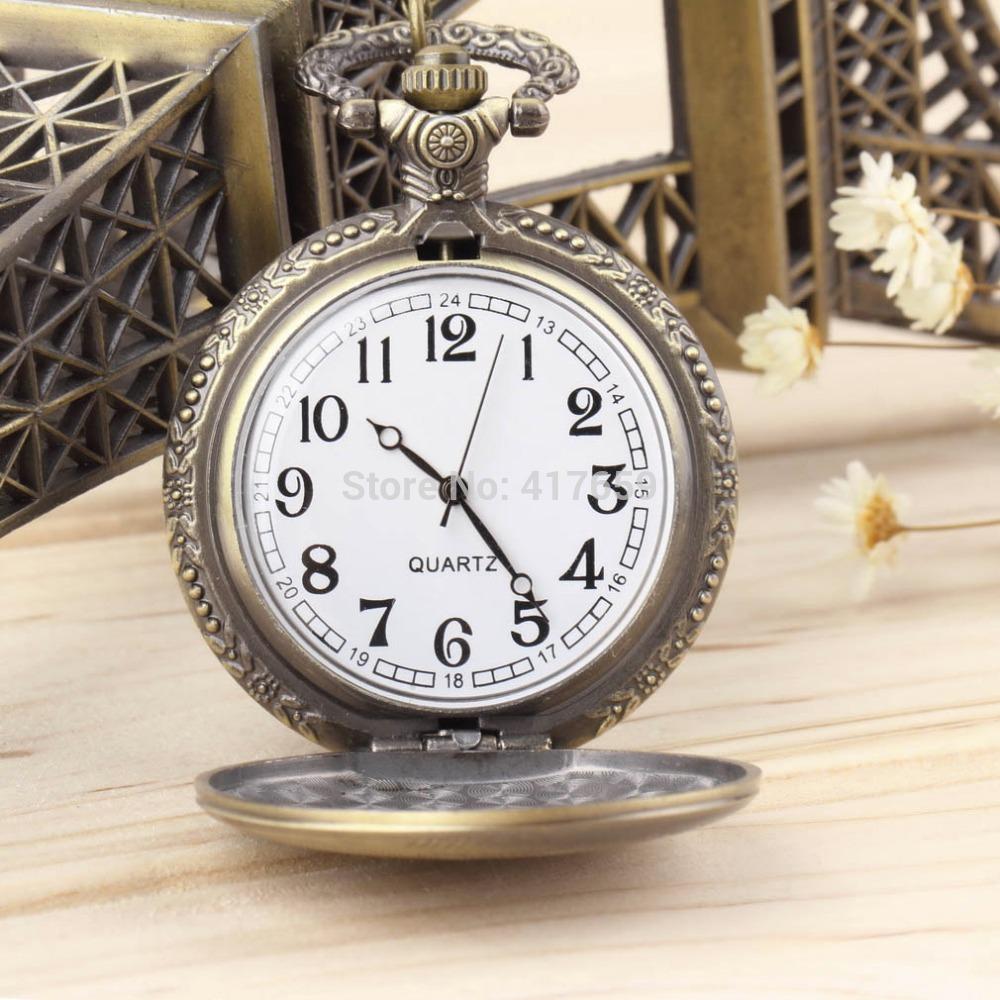 Wholesale-Vintage Antique Silver Roman Numerals Stainless Steel Quartz Pocket Watch Pendant with Chain Unisex Gift reloj de bolsillo