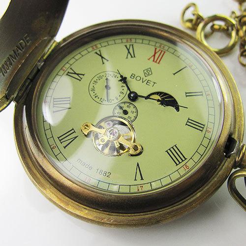 Old 100% Antique Double Cover MoonPhase Mens Mechanical Pocket Watch