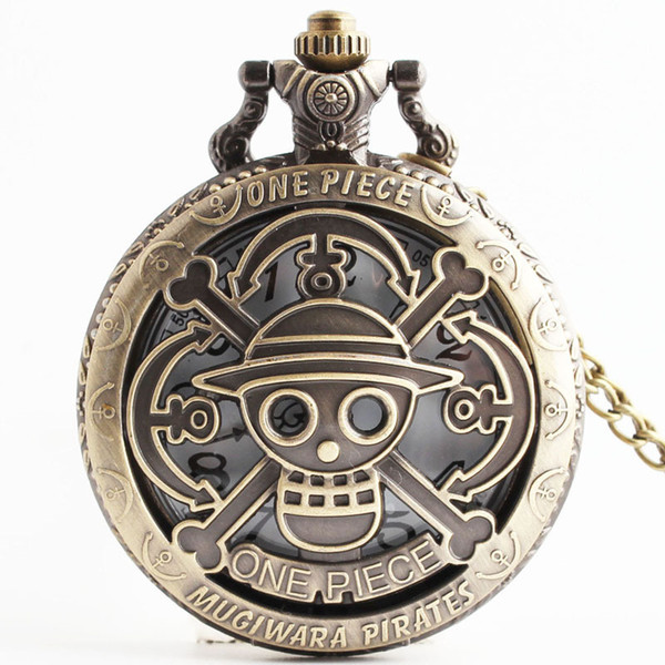 ONE PIECE Quartz Antique Dragon Pocket Watch For Men And Women Necklace Free Chain Gifts Analog Watches Gifts