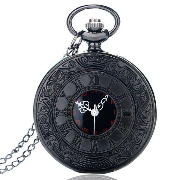 Vintage Unisex Roman Number Quartz Steampunk Pocket Watch Necklace Pendant with Chain Gifts