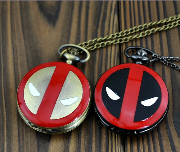 DEADPOOL Superhero altman Pocket Watches cartoon film theme pendant necklace Sweater chain jewelry men women children party festive gift