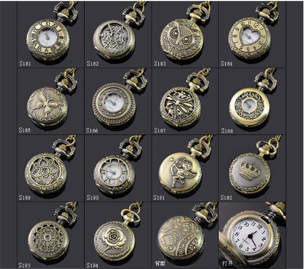 mix style Antique Pocket watch with chain Necklace Classic Pocket Watches A052