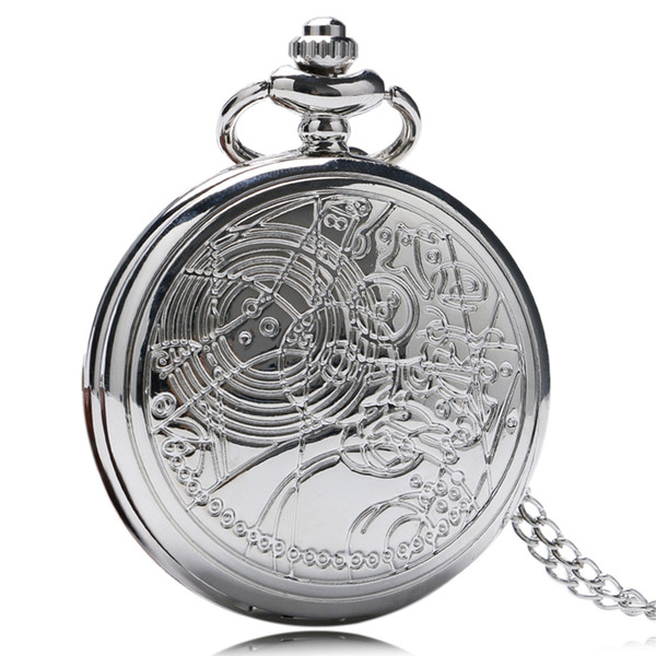 Wholesale-Hot Sale Doctor Who Pocket Watch Design Pocket Watch Luxury Sliver Fob Watch