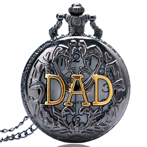 pocket watch 2017 Best Gifts Steampunk Quartz Watches Fashion Gold Tone Dad Pocket Watch for Father Dady Father's Day Daddy Men's Clock