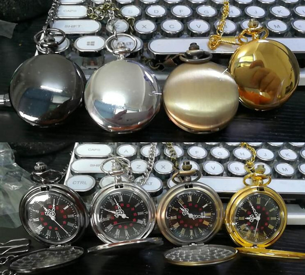 Mix 4Colors Quartz watches Necklace Chain Bronze pocket Roman watches BB