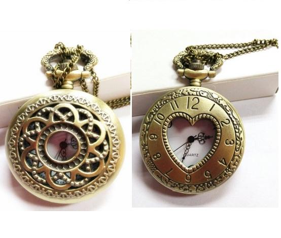 New Mini Retro Vintage classical Pocket Watch Bronze Steampunk Quartz Necklace Pendant Chain Wactches Clock Floral Hollow watches