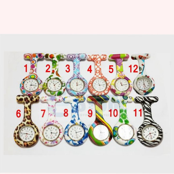 2015 hot Prints Colorful Pocket Nurse Watch Silicone Band FOB Watches 13 patterns Mixed fast ship cheap price