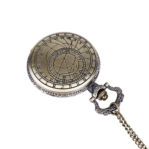 Doctor Who Watch Pocket Watches Compass Pattern Vintage Bronze Quartz Pocket Watch with Chain Necklace