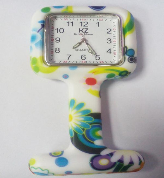 HOT 20 Styles Square Colorful Prints Silicone Nurse watch Pocket Watches Doctor Fob Quartz Watch Kids Gift Watches LB57