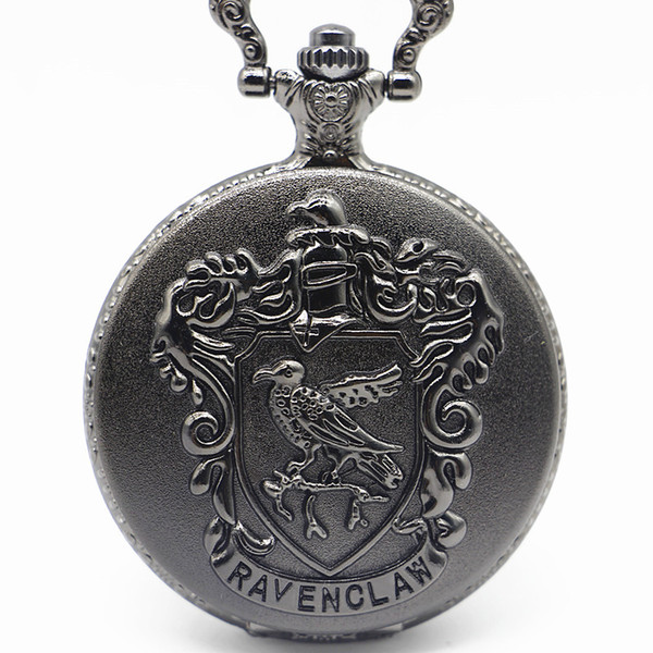 New Arrival Black Slytherin And Ravenclaw Pocket Watch Necklace Pendant Mens Womens Gifts