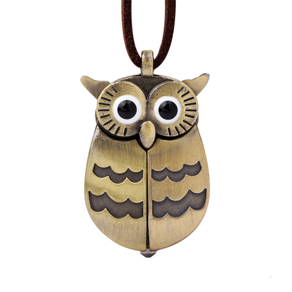 Antique Cute Owl Design Pocket Watch Unique Gifts Unisex Fob Clock