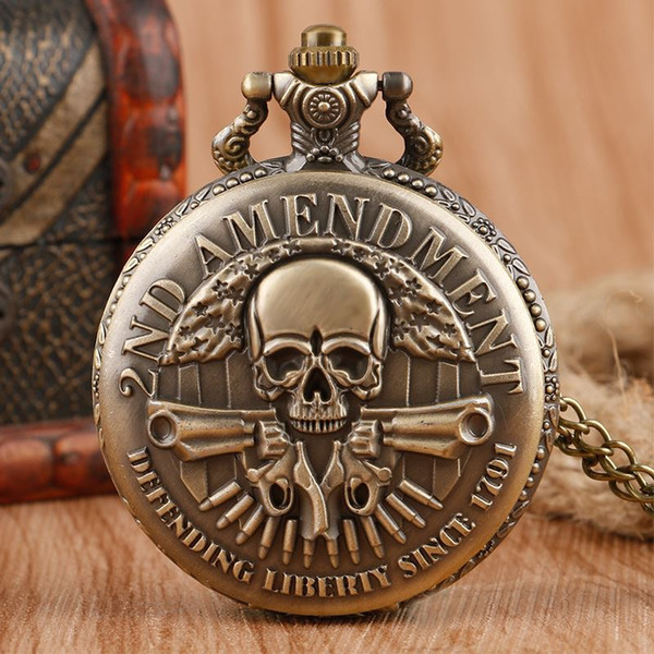 Cool Vintage 2ND Amendment Defending Since 1971 Vintage Pocket Watch Necklace Pendant Chain for Men Boy Gift Reloj De Bolsillo