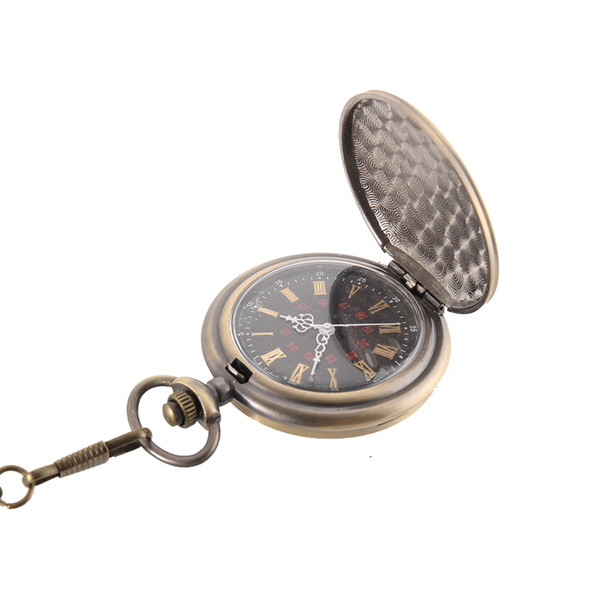 Vintage Pocket Watch Quartz Watch Cool Chain Smooth Metal Cover Watches LL@17