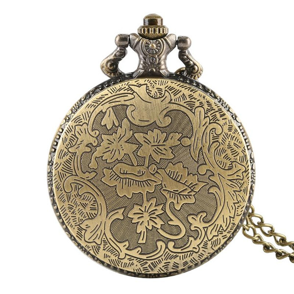 Retro Quartz Pocket Watch for Men, Bronze Full Hunter Pocket Watches for Women, Alloy Big Dial Pendant Watch Link Chain for Friends