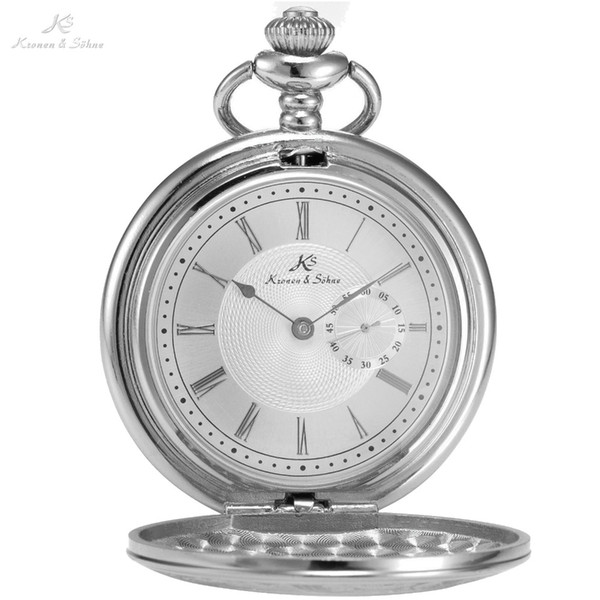 KS Retro Vintage Silver Skeleton Round Hunter White Steampunk Male Women Clock FOB Pendant Quartz Pocket Watch Jewelry /KSP016