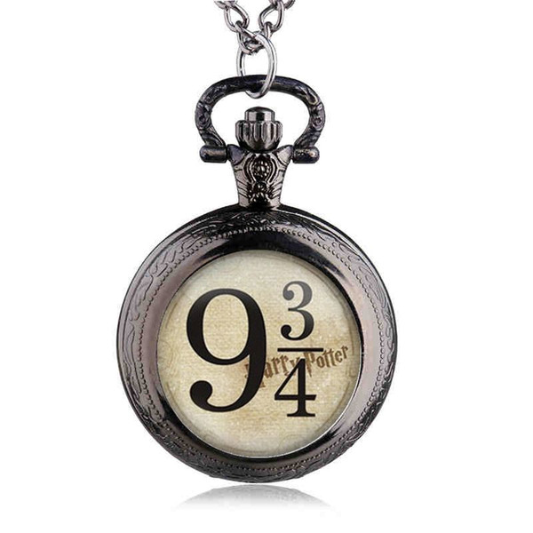 Retro Bronze Movie Watches Hogwarts Theme Quartz Pocket Fob Watches with Necklace Chain for Children Boys Best Gift TPM011