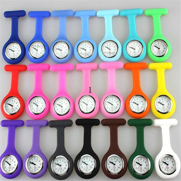 Silicone Nurse Medical tunic Watch multi colors brooch Clip Pocket Watches With Pin waterproof quartz red cross doctor watches brand new