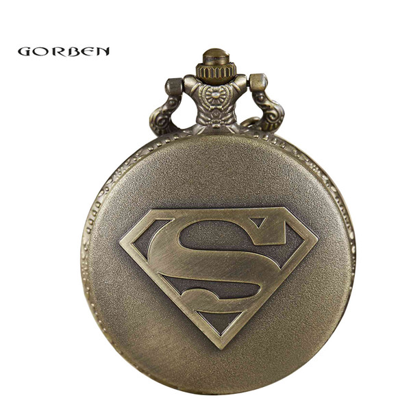 Retro Bronze Sign Pocket Watch Men Women Theme Accessory Pendant Quartz Watch Best Gifts for DC Comics Fans