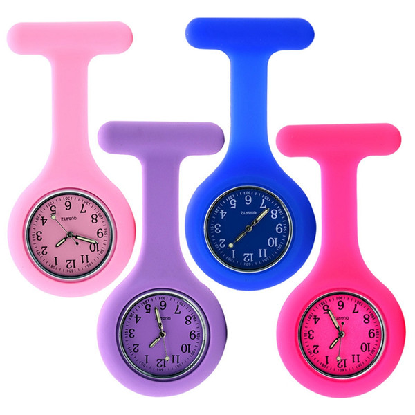 Portable Silicone Nurse Pocket Nurse Doctor Medical Watch Jelly Color Chest Table Brooch Fob Quartz Watch AAA37