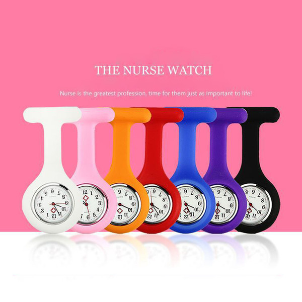 Christmas Gift Nurse Medical watch Silicone Clip Pocket Watches Fashion Nurse Brooch Fob Tunic Cover Doctor Silicon Quartz Watches 3009004