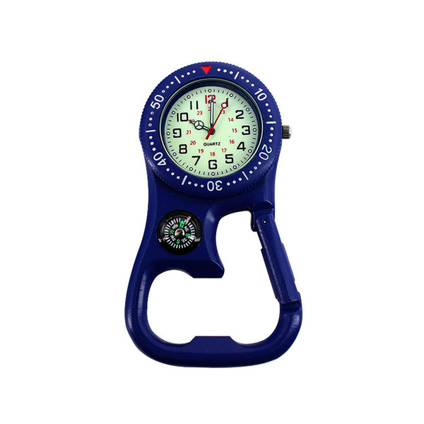 Newly 1 Pcs Clip-On Carabiner Pocket Watch Compass Bottle Opener for Doctors Chefs Luminous