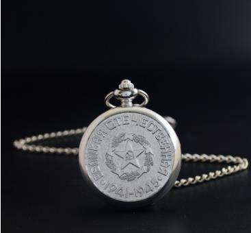 Silver Soviet Mechanical FOB Pocket Watch Mens Military Pendant Watch Chain free ship