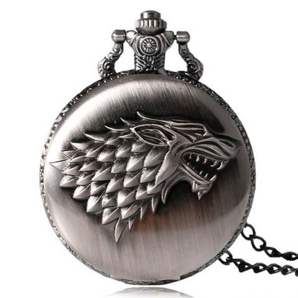 Game of Thrones Strak House Wolf Pocket Watch Necklace with Chains Fashion Jewelry for Men Women Gift 230271