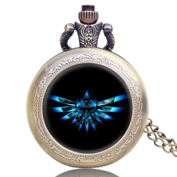 Hot Game The Legend of Zelda Extenison Symbol Glass Dome Design Pendant Pocket Watch With Chain Necklace