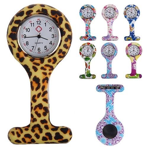 New Fashion Patterned Silicone Nurses Brooch Tunic Fob Pocket Watch Stainless Dial