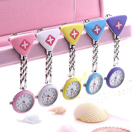 Women's Butterfly Smile Face Quartz Clip-On Brooch Nurse Hanging Pocket Watch Cute Colorful Female Clock