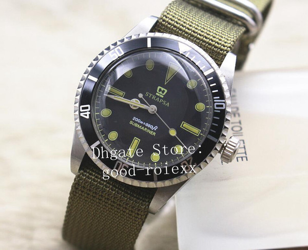 Vintage Watch Mens Mechanical 2813 Rotating Alloy Bezel Special Antique Fabric Watches Men Sport Sub 200m Chronometer 14060 Wristwatches