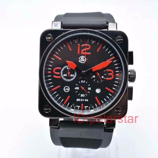 Gold Black Gold Quartz Chronograph Luxury Mens Watches Sport Black Rubber BR PVD Dive 46mm Mens Designer Watch Wristwatches