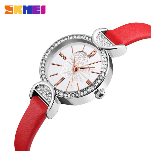 SKMEI Business Watch Women Diamond-studded Wild Ladies Wristwatches Fashion Waterproof Womens Watches Leather horloge dames