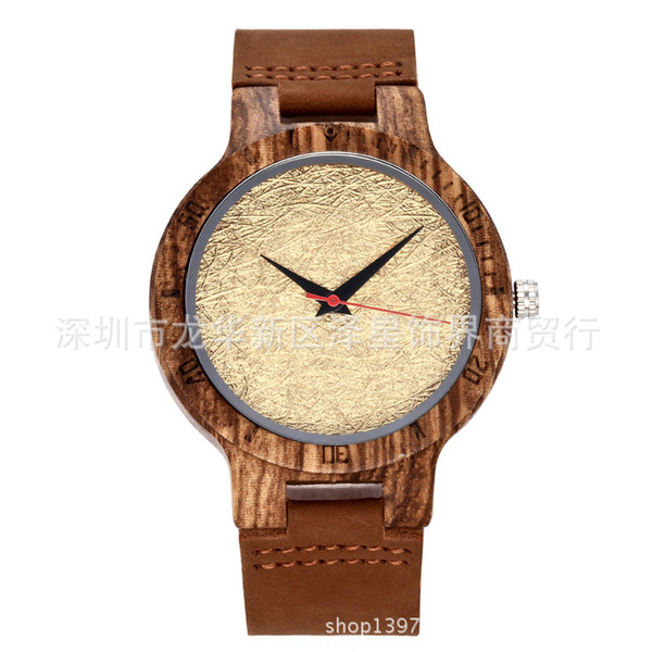 Fashion men's and women's Retro simple scale free wooden quartz watch students' artistic temperament environmental protection belt Watch