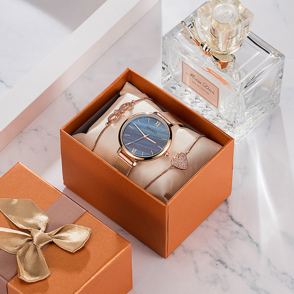 Naidu Rose Gold Watches Women Set Luxury Jewelry Bracelet Watches Set 2019 New Ladies Quartz Watch Gifts For Women Watch Box V191220