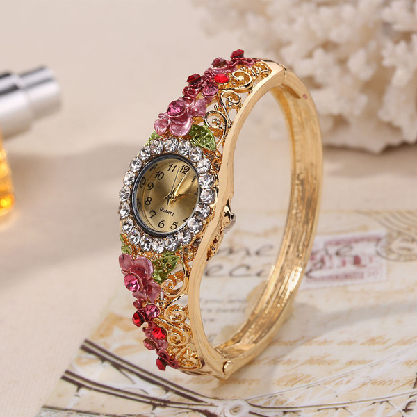 Women Wathces Cloisonne 3D Retro Explosion Models Blossoming Female Models Fashion Lady wrist Watch Luxury Quartz Watch Bracelet