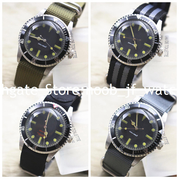 Men's Vintage Automatic Watch Mens Mechanical 2813 No Date Rotating Alloy Bezel Special Black Fabric Watches Men Sport 14060 Wristwatches