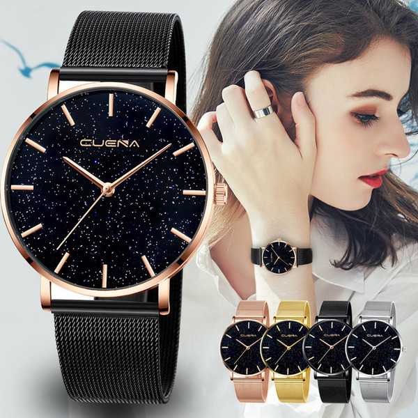 Ladies Watch Starry Sky Diamond Dial Women Bracelet Watches Stainless Luxury Brand Quartz Mesh Magnetic Buckle Wristwatch Woman