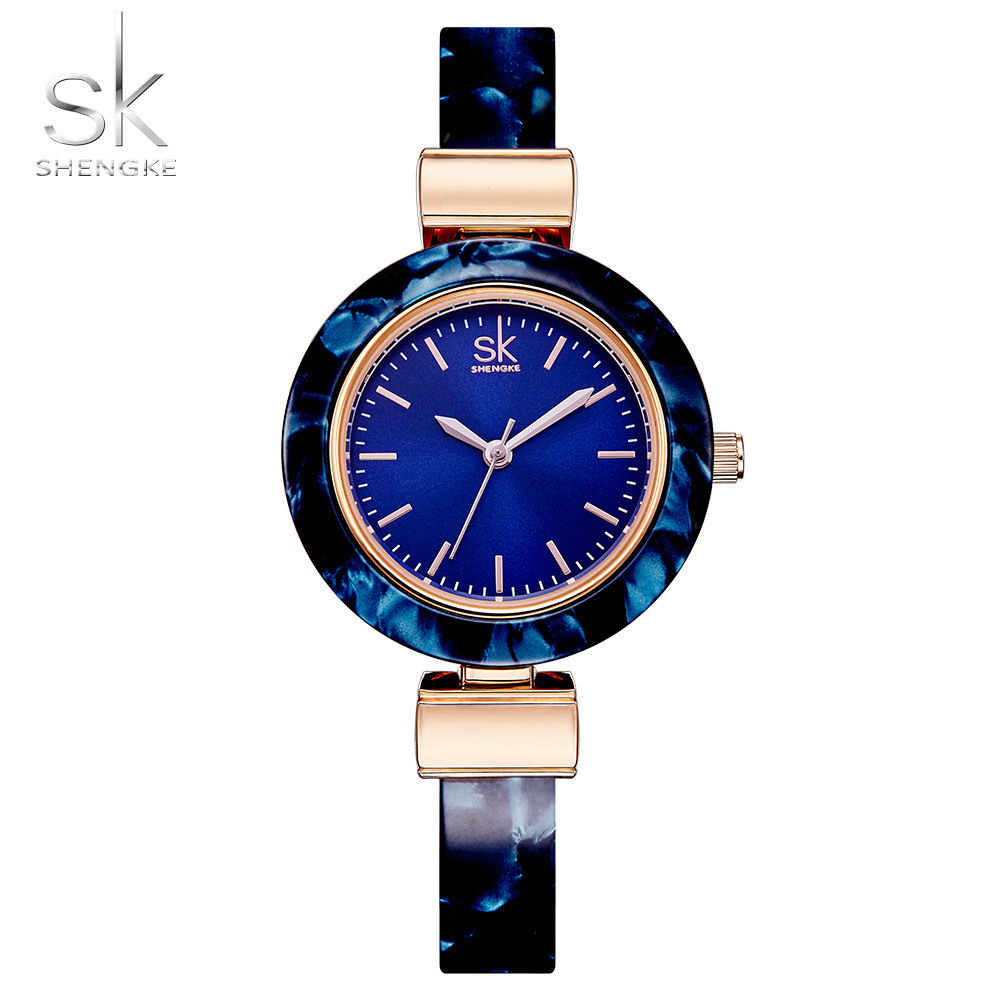 Shengke Women Watches Bangles Fashion Wristwatch Charming Chain Style Watch Women Creative Unique Women Dress Watch 2018