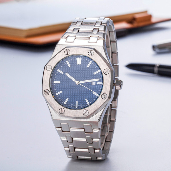 Fashion Brand men's Stainless steel Date Calendar quartz wrist watch AuP01