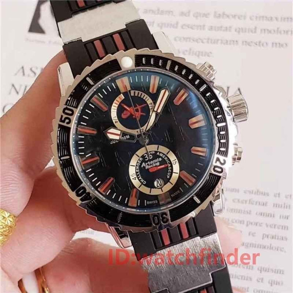 Luxury New Rose Gold Quartz Chronograph Sport swiss Watch Rubber UN Dive Mens Designer Watches Men Wristwatches