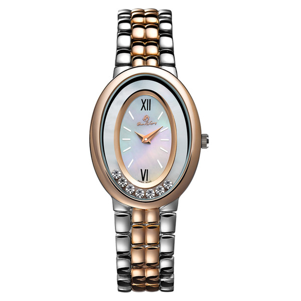 Women's fashion watches, steel quality waterproof, elegant oval, shell dial, quartz watch wholesale and retail, free delivery