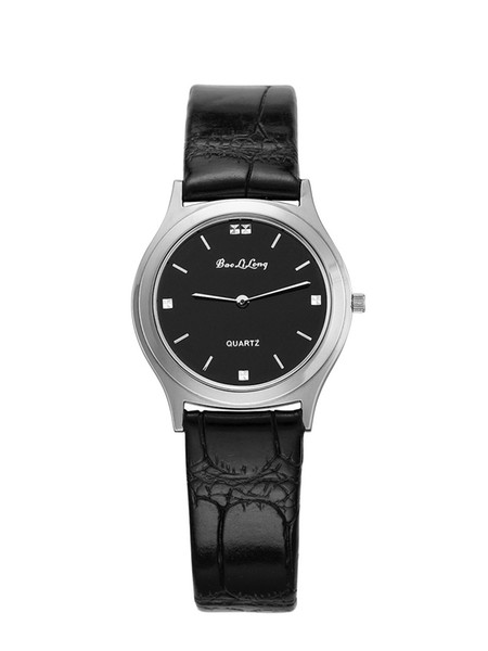 Time-limited New Unisex Two Needle Black Round Watches Ultrathin Quartz Watch Fashion Brand Baolilong Simple Mens Steel Belt Bag Mail