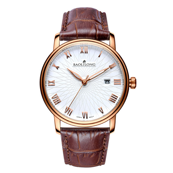 Quartz watch ultra-thin men's watch true leather waterproof rose gold 40mm diameter elegant classic business students watch free shipping