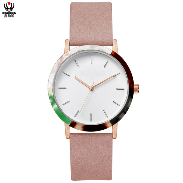 XINBOQIN Factory Direct 2019 New Interchangeable Case Colorful Acetate Minimalist Fashion Ladies Watches No Logo Stock Free Custom Brand