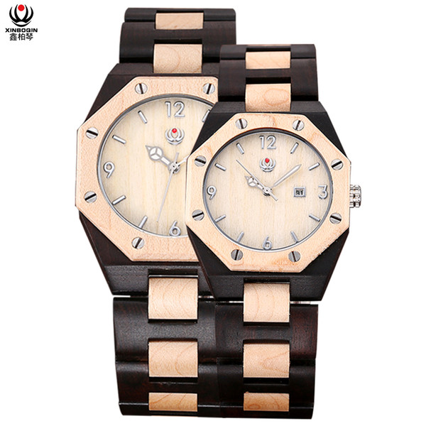 XINBOQIN Manufacturer Custom Wholesale Wooden Watch Stock Product Square minimalist Leisure Quality Couple Watch CE ROSH Sale hot