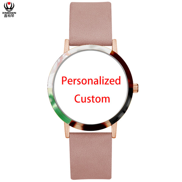 XINBOQIN Factory Stock Custom Personalized Dial Interchangeable Acetate Case Strap Fashion Quartz Watch Women Dropshipping MOQ1 OEM Logo