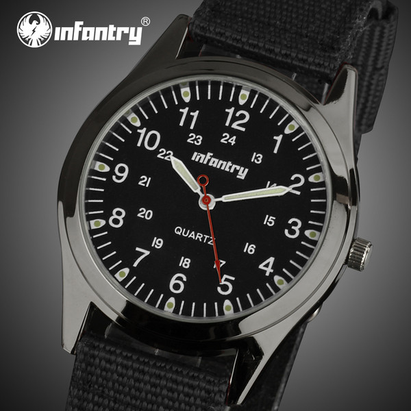 INFANTRY Top Brand Mens Quartz Analog Wrist Watch Sports Watches Nylon Military Thin Army Fashion Wristwatch